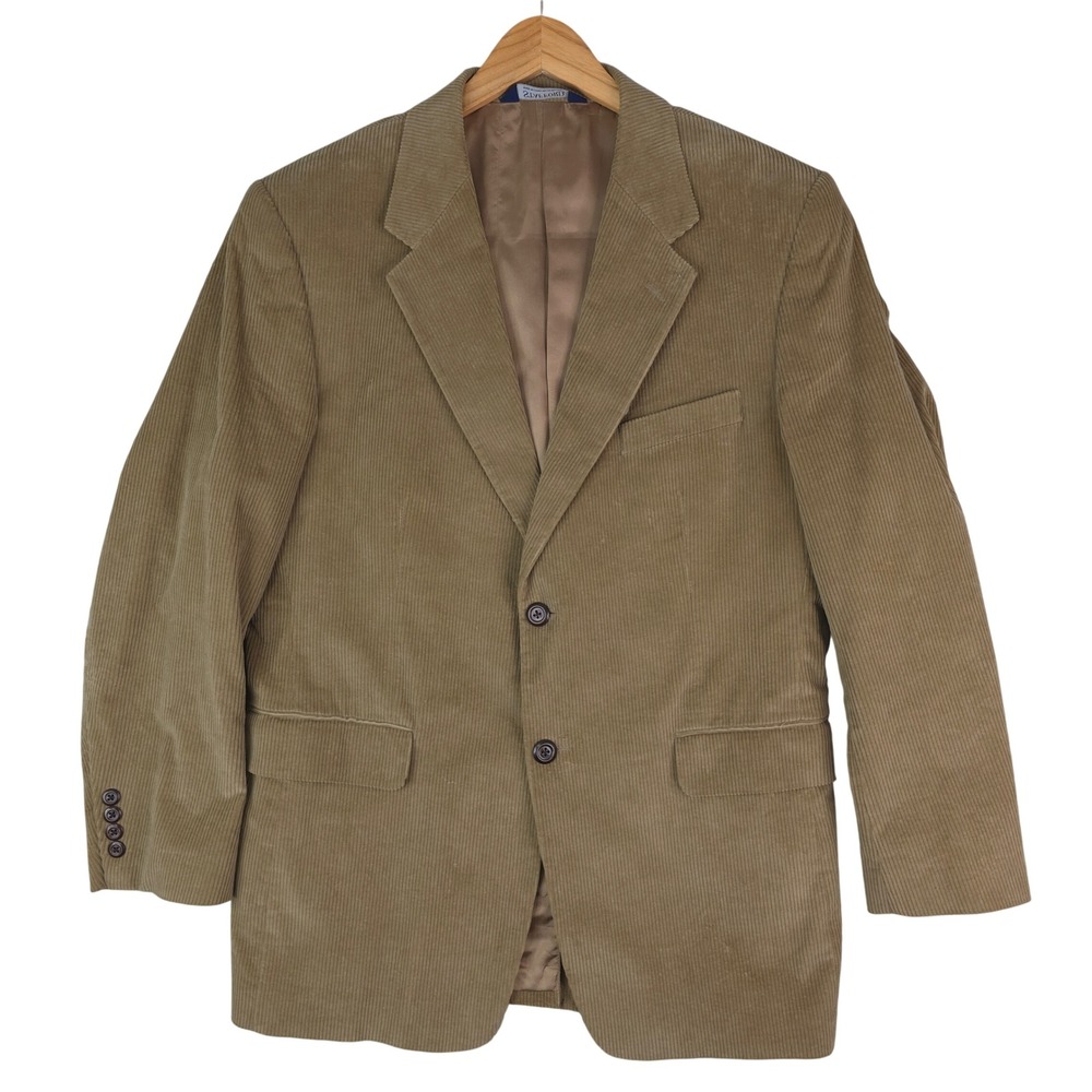 Stafford Blazer Mens 42R Brown Corduroy Sport Coat Two Button Jacket Cotton‎